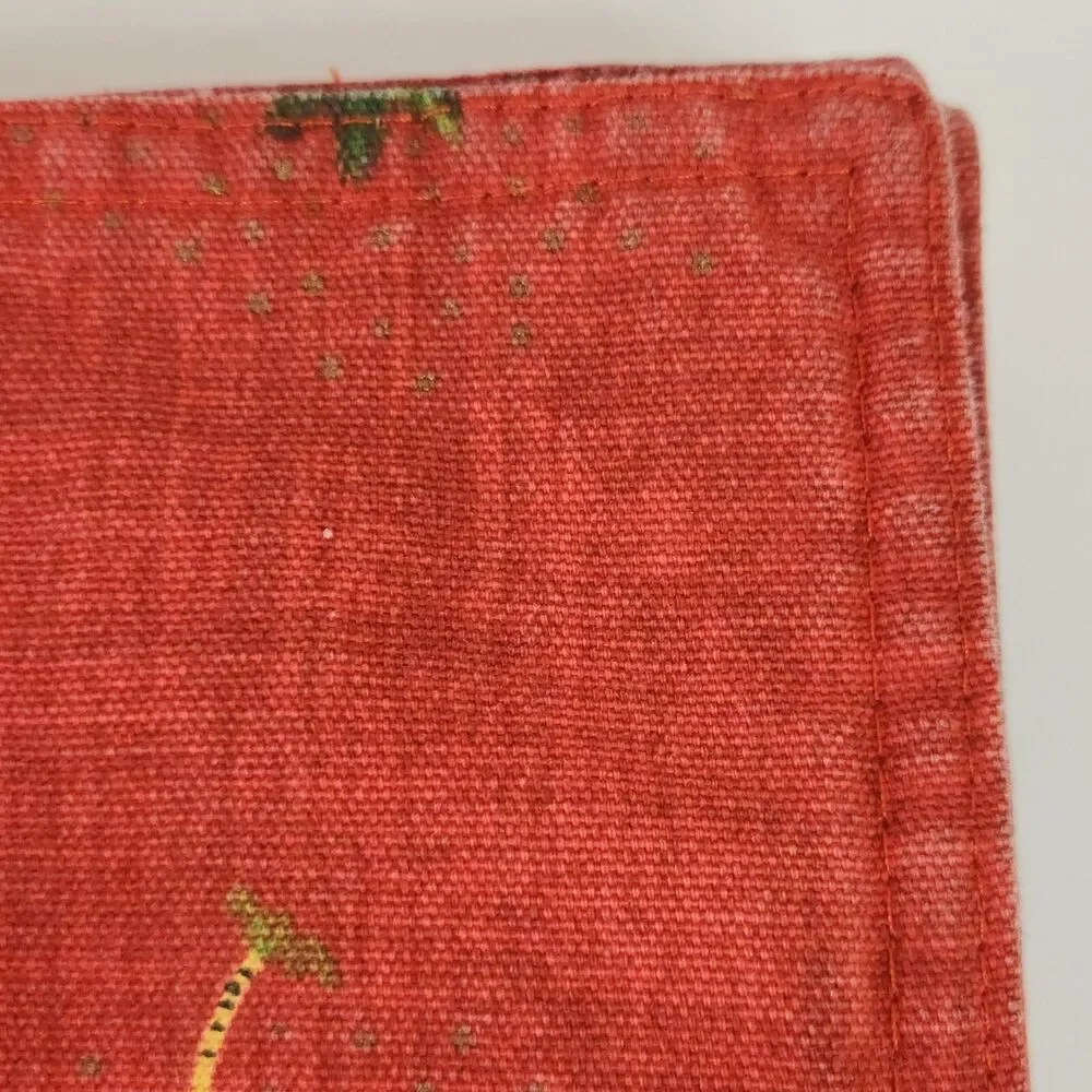 Vtg Christmas Placemats Set of 8 Tree Ornaments Palm Trees Tropical Red Holiday
